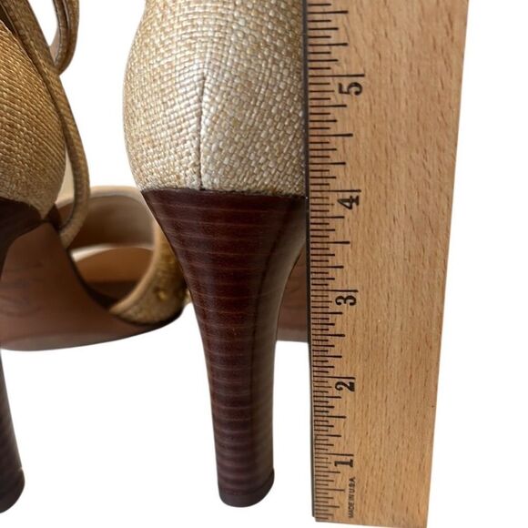 Franco Sarto Eleanor Beige and Gold Studded Ankle Strap Heels Size 10 NWOB - Picture 10 of 10